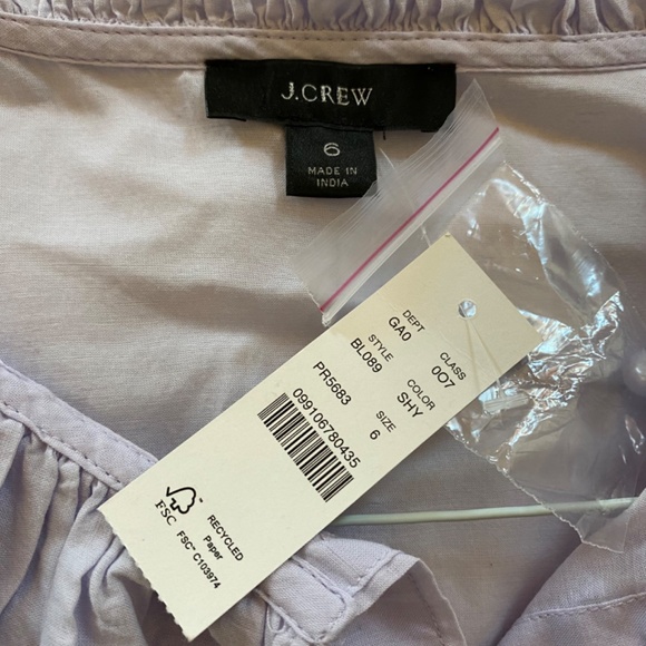 J Crew Long Sleeve Embroidered Ruffle-Collar Button Down Shirt with Eyelet - Picture 6 of 9